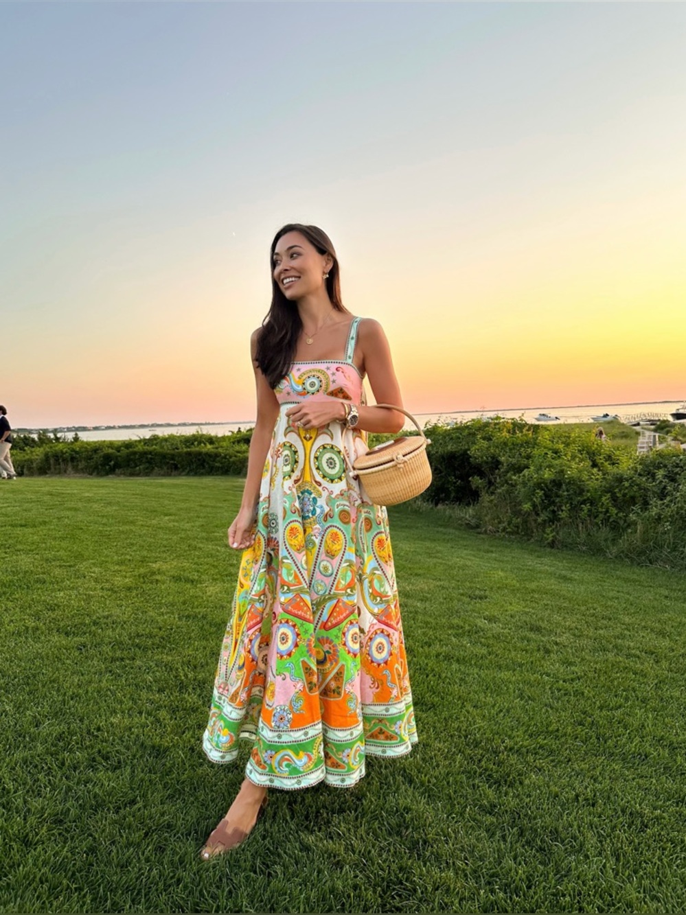 Alemais Sleeveless Paisley Maxi Dress in Green, Orange, Pink, Cream
